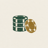 Antee mark: a stack of counters with one pushed in beside it